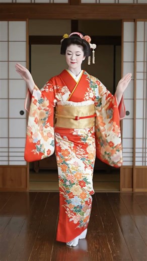 Japanese woman dancing in kimono