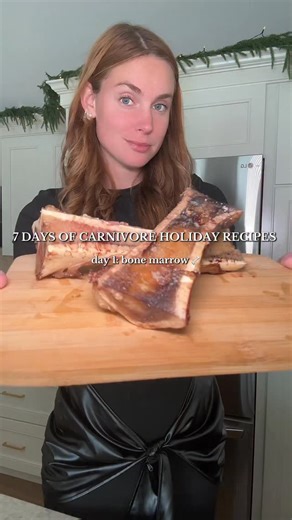 MISSMEAT on Instagram: "Day 1 of of carnivore holiday recipes 🦴🦴 bone marrow • Pop your marrow bones on a baking sheet • Sprinkle with salt • Roast at 450°F for 15 minutes • Scoop + enjoy That’s it. No prep. No chopping. No effort. Just buttery, melt-in-your-mouth carnivore perfection. #holidayrecipes #carnivore missmeat"