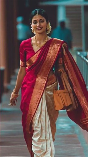 “Traditional Saree Walking Look 🌸” #IndianCulture #SareeStyle #BeautifulLady