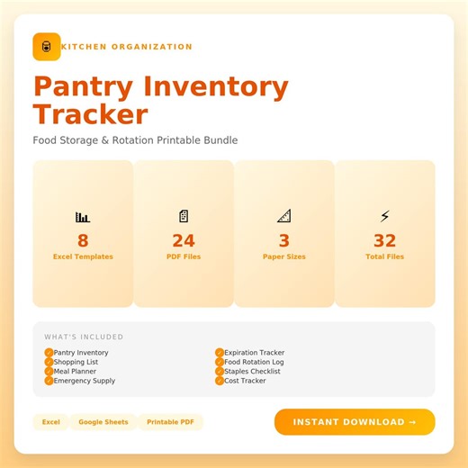Pantry Inventory Tracker, Food Storage Rotation Printable, Expiration Date Tracker, Kitchen Organization Excel Template, FIFO Log PDF - Etsy