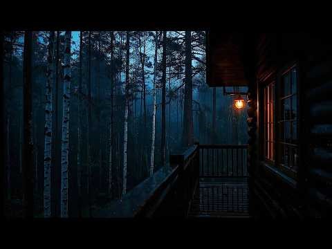 Can't Sleep? Heavy Rain on a Dark Forest Cabin Porch 🌧️ Cozy Night Ambience for Deep Sleep
