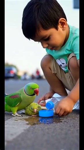 Injured Baby Parrot on the Road A Baby Boy’s Kindness Saves Lives 🦜❤️