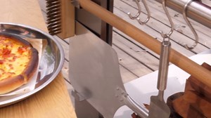 Empava Commercial-Style Pizza Oven Outdoor with Side Panel and Wheels, Wood Fired for Grill & Outside Camping Backyard Party in Stainless Steel,33 Inch, Silver