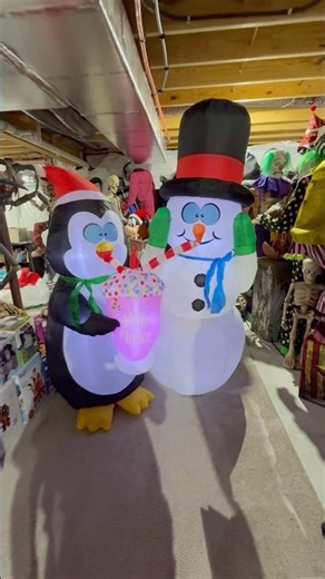 New For 2024!! 6ft Shivering Snowman and Penguin Inflatable!! #christmas #inflatable #fypシ