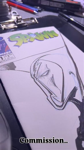 Sketching in Bed. . . #spawn #commission #inking #sketching #commissionsopen #blankcover #sketchcover #image #comics #justforfun #goodmorningpost 👽 | Olazaba.Inkworks