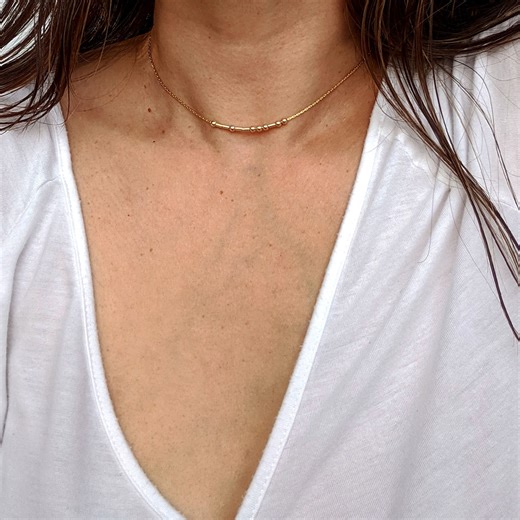 Custom Morse Code Necklace: Sterling Silver Name Choker, Sister Gift - Etsy