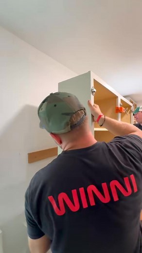 Installing Upper Cabinets in our Kitchen! #DIY #construction #realestate #renovation #homerenovation #entrepreneur #design #tools #interiordesign #carpentry | WINNI Design