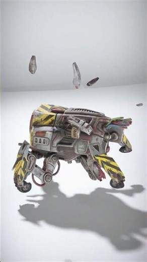 Industrial Robot with Red Eye and Hazard Stripes - AI Rigged 3D Character