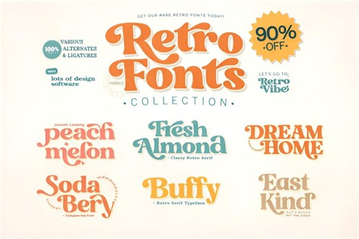 Retro Fonts Collection: Y2K, 70s, 80s Serif Script Typeface Bundle (digital Download) - Etsy Canada