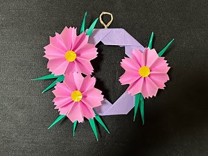 [Origami] Autumn Cherry Blossoms, Cosmos Wreath, Cosmos, Autumn Flowers, September Flowers