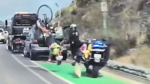 Dash-cam: Bicycle collides with police motorcycle in Carlsbad