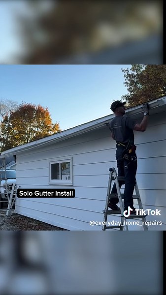 Solo Gutter Install #plumbing #powertools #gutterinstallation | Gutter Installation