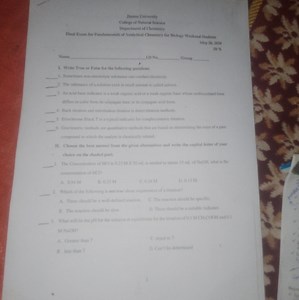 Final Exam Questions - Fundamentals of Analytical ChemistryI.... | Filo