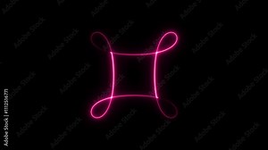 abstract neon background of neon infinity sign, fast moving blue and pink rays to both sides. glowing lines, 4K animated template