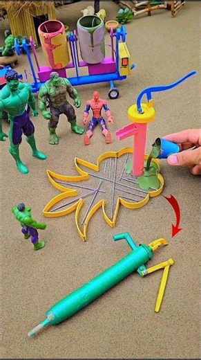 Mini handpump water & mini tractor making concrete around handpump scienceproject #diyminitractor159