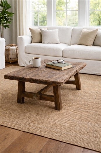 Solid Reclaimed Wood Round Coffee Table – Farmhouse Living Room Furniture - Etsy
