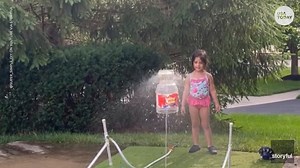 Four-year-old estatic as engineer dad helps create water rocket