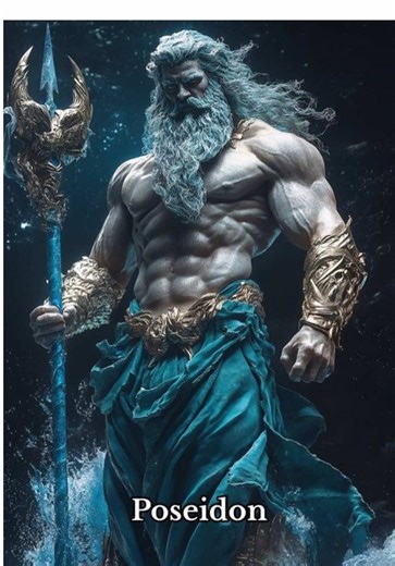 Poseidon 🌊 Poseidon is the god of the sea 🌊, earthquakes 🌍, and horses 🐎 in Greek mythology. He is the brother of Zeus and Hades and wields a trident 🔱 to control the sea 🌊, create storms ⚡, and cause earthquakes 🌍. He is known for his temper and plays a major role in myths such as the contest for Athens 🏛️ and Odysseus’s journey. His Roman counterpart is Neptune. #poseidon #godofsea #godofearthquakes #myth #mythology #mythoughts #olympicmyth #sea #horse