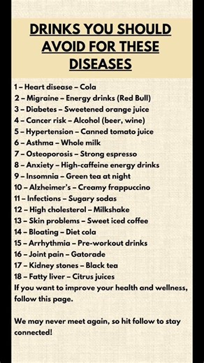 Drinks You Should Avoid If You Have These Diseases (You Could Be Making Your Condition Worse) #sugar