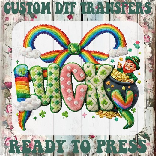 Leprechaun Pot of Gold Rainbow DTF Transfer, St. Patrick’s Day Ready to Press - Etsy
