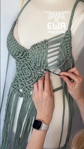 MACRAME CROP TOP “SAGE” in process - how to make macrame crop top #shorts #macrametutorial #macramè