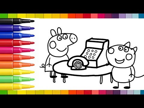 Draw and Colour Peppa Pig & Danny Telephone ☎️📞 Easy Step by Step Art Tutorial | Drawing For Kids