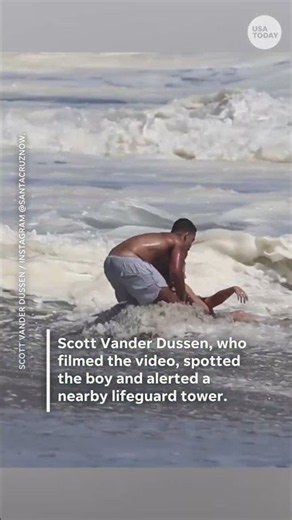 Watch: Lifeguard saves young boy from rough surf at Santa Cruz beach