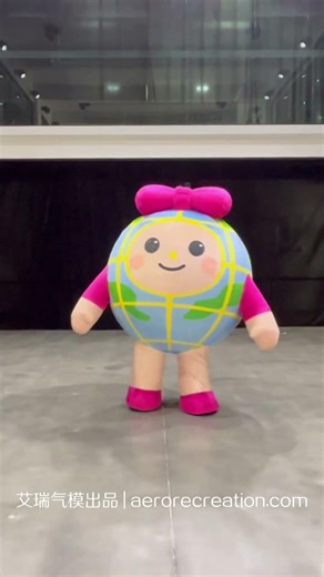 🔥Inflatable earth with pink bow walking wearable mascot costume🌎💫