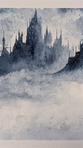 Watercolour castles using only one colour 'Indigo' #painting #art #castle #watercolorpainting