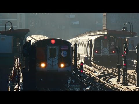 BMT Jamaica Line: R143, R160A-1 & R179 (J) (M) (Z) Trains at Marcy Avenue (AM Rush Hour)