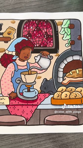 Getting back into Girl Moments volume two with this cute cafe page. Didn't feel like doing too much here and love how it came together! And excuse my messy desk I was coloring at work 😭😭