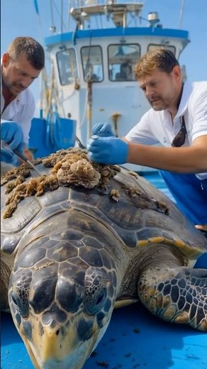 Rescuing a Sea Turtle: Barnacle Removal Mission 🐢✨