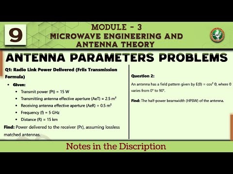 9 Antenna Parameters [Module 3] IMP 2 Problems Explained | 7th Sem Microwave & Antenna Theory ECE