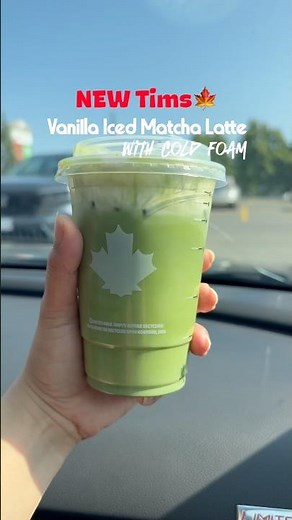🇨🇦NEW Tim Hortons Vanilla Iced Matcha Latte with Cold Foam Review | 🍵 Is It Worth It?