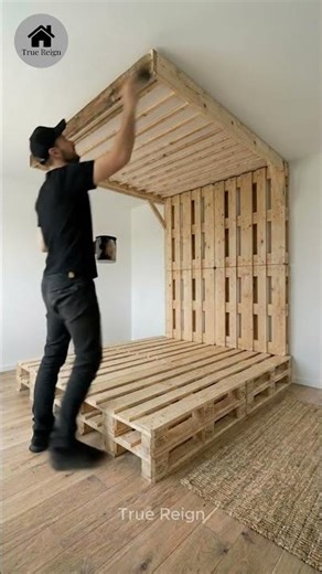 DIY Pallet Bed with Canopy & LED Lights 🛠️✨