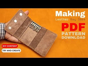 making a simple key case with Magnetic Lid | leather craft & free pattern