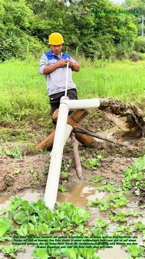 🚜 Einfache Wasserförderung: Wie ein selbstgebauter Hebel Wasser aus dem Graben pumpt