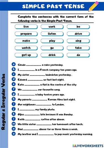 Simple Past Tense online exercise for Grade 6
