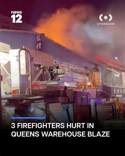 WAREHOUSE FIRE: A warehouse fire on the first floor of a two-story building on 41st Avenue in Queens early Tuesday left three firefighters with minor injuries. Officials say the flames erupted on the first floor of the building on 41st Avenue. Crews rushed to the scene shortly after 1 a.m. and brought the blaze under control in about an hour and a half. READ MORE: https://bit.ly/4qiDtxJ | News 12 Brooklyn