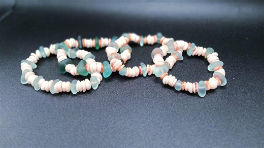 Kauai Sea Glass Bracelet: Hawaiian Puka Shells, Waterproof Cord - Etsy