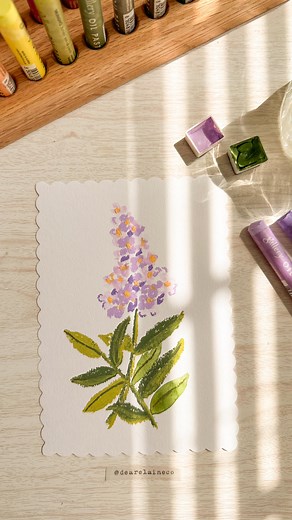 Elaine Lee | Drawing Lilacs 💜 Last year I made 60+ how to draw flower series of colored pencil & gouache watercolor 🎨 I’m not really planning on another... | Instagram