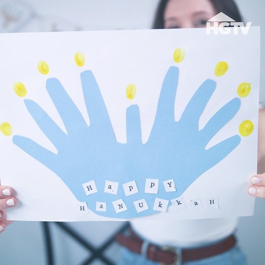 20K views · 125 reactions | Create a Hanukkah keepsake with this hands-on kids' craft.  How to make a handprint menorah >> https://hg.tv/39JulOI  #HowToHoliday | HGTV | Facebook
