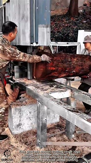 Log Cutting Work Tool Using Wood Bandsaw Machine #worktool