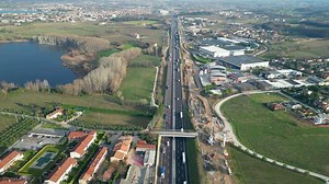 Download Car and Truck Traffic on Highway from above view for free