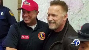 Arnold Schwarzenegger visits firefighters assigned to Camp Fire in Butte County