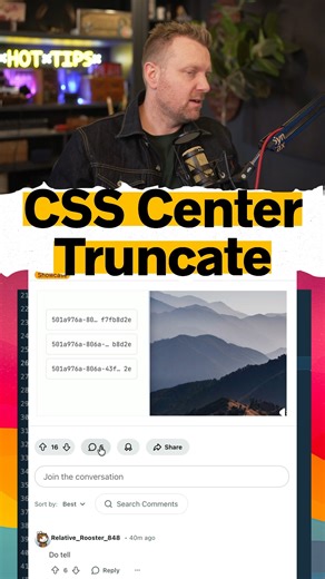 Wes Bos on Instagram: "Someone on reddit posted a demo where CSS truncates text from the middle. They didn't post the code, so here is my shot at it with Flexbox"