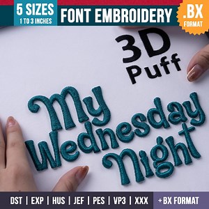 3D Puff Cursive Script Embroidery Font: | BX Font | PES DST Fonts   5 More Machine Formats, Instant Download - Etsy