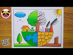 Environment Day Drawing / World Environment Day Poster Drawing / Save Environment Drawing Easy Steps