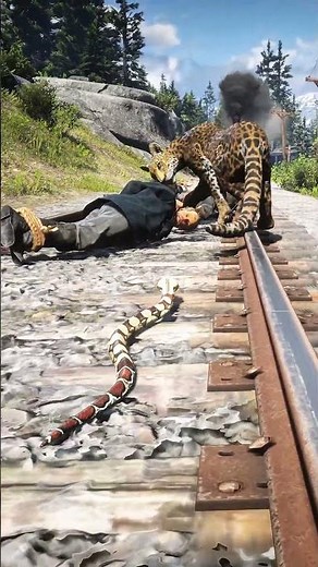 Snake Bites Panther to Save Tied People - Train Passes Over! RDR2 #shorts