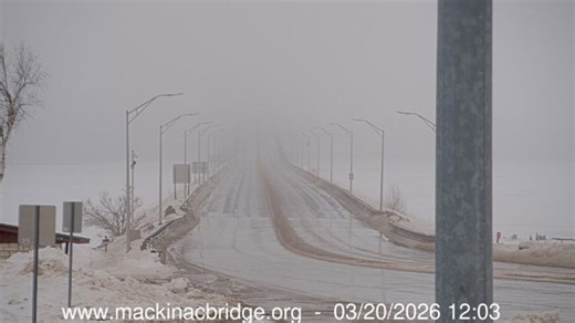 Mackinac Bridge shut down to traffic for second day in a row due to falling ice